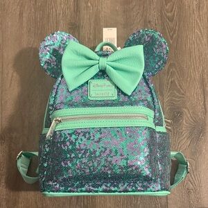 Loungefly Teal and Purple Sequin Disney Backpack